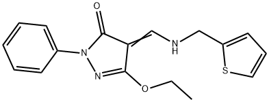 5-ETHOXY-2-PHENYL-4-([(2-THIENYLMETHYL)AMINO]METHYLENE)-2,4-DIHYDRO-3H-PYRAZOL-3-ONE Struktur