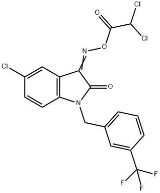 5-CHLORO-3-([(2,2-DICHLOROACETYL)OXY]IMINO)-1-[3-(TRIFLUOROMETHYL)BENZYL]-1,3-DIHYDRO-2H-INDOL-2-ONE Struktur