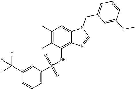 N-[1-(3-METHOXYBENZYL)-5,6-DIMETHYL-1H-1,3-BENZIMIDAZOL-4-YL]-3-(TRIFLUOROMETHYL)BENZENESULFONAMIDE Struktur