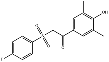 2-[(4-FLUOROPHENYL)SULFONYL]-1-(4-HYDROXY-3,5-DIMETHYLPHENYL)-1-ETHANONE Struktur