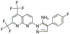 1-[5,7-BIS(TRIFLUOROMETHYL)[1,8]NAPHTHYRIDIN-2-YL]-4-(4-FLUOROPHENYL)-1H-PYRAZOL-5-AMINE Struktur