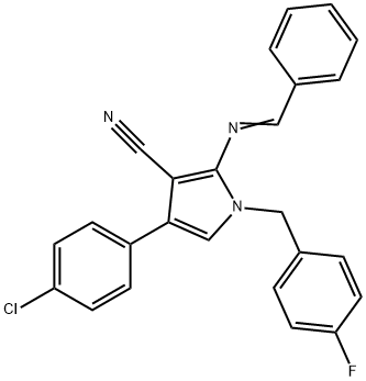 4-(4-CHLOROPHENYL)-1-(4-FLUOROBENZYL)-2-[(PHENYLMETHYLENE)AMINO]-1H-PYRROLE-3-CARBONITRILE Struktur