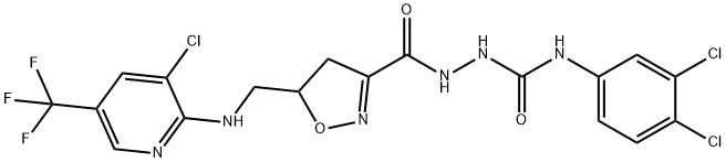 2-([5-(([3-CHLORO-5-(TRIFLUOROMETHYL)-2-PYRIDINYL]AMINO)METHYL)-4,5-DIHYDRO-3-ISOXAZOLYL]CARBONYL)-N-(3,4-DICHLOROPHENYL)-1-HYDRAZINECARBOXAMIDE Struktur