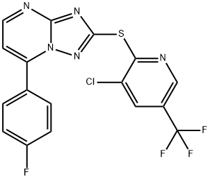 2-([3-CHLORO-5-(TRIFLUOROMETHYL)-2-PYRIDINYL]SULFANYL)-7-(4-FLUOROPHENYL)[1,2,4]TRIAZOLO[1,5-A]PYRIMIDINE Struktur