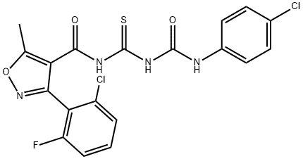 4-([(([(4-CHLOROANILINO)CARBONYL]AMINO)CARBOTHIOYL)AMINO]CARBONYL)-3-(2-CHLORO-6-FLUOROPHENYL)-5-METHYLISOXAZOLE Struktur