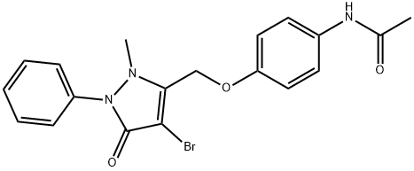 N-(4-((4-BROMO-2-METHYL-5-OXO-1-PHENYL-3-PYRAZOLIN-3-YL)METHOXY)PHENYL)ETHANAMIDE Struktur