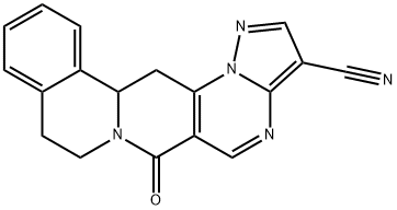 6-OXO-8,9,13B,14-TETRAHYDRO-6H-PYRAZOLO[5'',1'':2',3']PYRIMIDO[4',5':4,5]PYRIDO[2,1-A]ISOQUINOLINE-3-CARBONITRILE Struktur