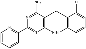 5-(2-CHLORO-6-FLUOROBENZYL)-2-(2-PYRIDINYL)-4,6-PYRIMIDINEDIAMINE Struktur