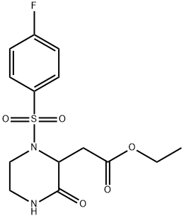 ETHYL 2-(1-[(4-FLUOROPHENYL)SULFONYL]-3-OXO-2-PIPERAZINYL)ACETATE Struktur