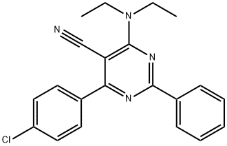 4-(4-CHLOROPHENYL)-6-(DIETHYLAMINO)-2-PHENYL-5-PYRIMIDINECARBONITRILE Struktur