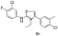 2-(3-CHLORO-4-FLUOROANILINO)-4-(4-CHLORO-3-METHYLPHENYL)-3-ETHYL-1,3-THIAZOL-3-IUM BROMIDE Struktur