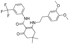 (6-((2-(3,4-DIMETHOXYPHENYL)ETHYL)AMINO)-4,4-DIMETHYL-2-OXOCYCLOHEX-1-ENYL)-N-(3-(TRIFLUOROMETHYL)PHENYL)FORMAMIDE Struktur