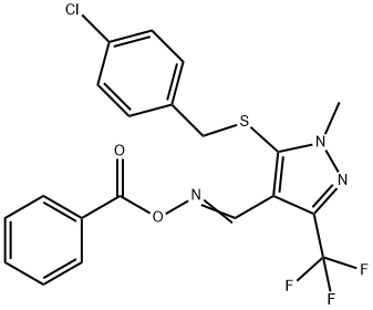 4-([(BENZOYLOXY)IMINO]METHYL)-5-[(4-CHLOROBENZYL)SULFANYL]-1-METHYL-3-(TRIFLUOROMETHYL)-1H-PYRAZOLE Struktur