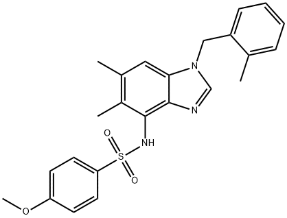 N-[5,6-DIMETHYL-1-(2-METHYLBENZYL)-1H-1,3-BENZIMIDAZOL-4-YL]-4-METHOXYBENZENESULFONAMIDE Struktur