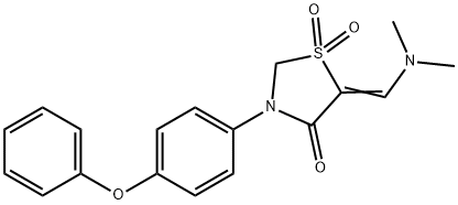 5-[(DIMETHYLAMINO)METHYLENE]-3-(4-PHENOXYPHENYL)-1LAMBDA6,3-THIAZOLANE-1,1,4-TRIONE Struktur