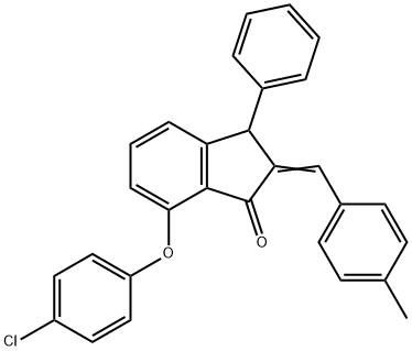 7-(4-CHLOROPHENOXY)-2-[(4-METHYLPHENYL)METHYLENE]-3-PHENYL-1-INDANONE Struktur