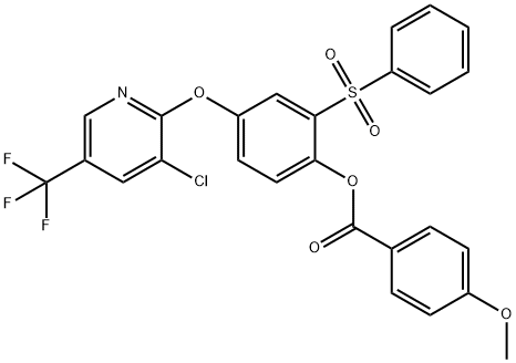 4-([3-CHLORO-5-(TRIFLUOROMETHYL)-2-PYRIDINYL]OXY)-2-(PHENYLSULFONYL)PHENYL 4-METHOXYBENZENECARBOXYLATE Struktur