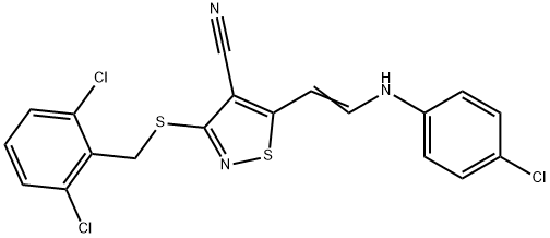 5-[2-(4-CHLOROANILINO)VINYL]-3-[(2,6-DICHLOROBENZYL)SULFANYL]-4-ISOTHIAZOLECARBONITRILE Struktur