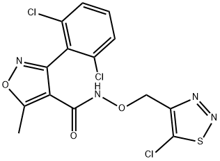 N-[(5-CHLORO-1,2,3-THIADIAZOL-4-YL)METHOXY]-3-(2,6-DICHLOROPHENYL)-5-METHYL-4-ISOXAZOLECARBOXAMIDE Struktur