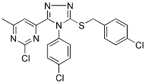 2-CHLORO-4-[5-[(4-CHLOROBENZYL)THIO]-4-(4-CHLOROPHENYL)-4H-1,2,4-TRIAZOL-3-YL]-6-METHYLPYRIMIDINE Struktur