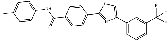 N-(4-FLUOROPHENYL)-4-(4-[3-(TRIFLUOROMETHYL)PHENYL]-1,3-THIAZOL-2-YL)BENZENECARBOXAMIDE Struktur