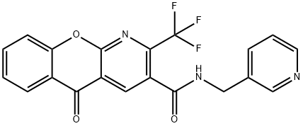 5-OXO-N-(3-PYRIDINYLMETHYL)-2-(TRIFLUOROMETHYL)-5H-CHROMENO[2,3-B]PYRIDINE-3-CARBOXAMIDE Struktur