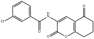 3-CHLORO-N-(2,5-DIOXO-5,6,7,8-TETRAHYDRO-2H-CHROMEN-3-YL)BENZENECARBOXAMIDE Struktur