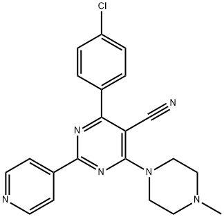 4-(4-CHLOROPHENYL)-6-(4-METHYLPIPERAZINO)-2-(4-PYRIDINYL)-5-PYRIMIDINECARBONITRILE Struktur