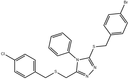 3-[(4-BROMOBENZYL)SULFANYL]-5-([(4-CHLOROBENZYL)SULFANYL]METHYL)-4-PHENYL-4H-1,2,4-TRIAZOLE Struktur