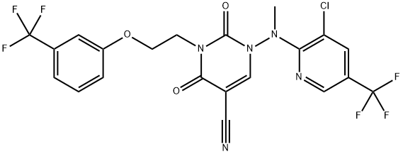 1-[[3-CHLORO-5-(TRIFLUOROMETHYL)-2-PYRIDINYL](METHYL)AMINO]-2,4-DIOXO-3-(2-[3-(TRIFLUOROMETHYL)PHENOXY]ETHYL)-1,2,3,4-TETRAHYDRO-5-PYRIMIDINECARBONITRILE Struktur