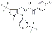 (1-METHYL-3-(TRIFLUOROMETHYL)-5-([3-(TRIFLUOROMETHYL)PHENYL]SULFANYL)-1H-PYRAZOL-4-YL)METHYL N-(4-CHLOROPHENYL)CARBAMATE Struktur