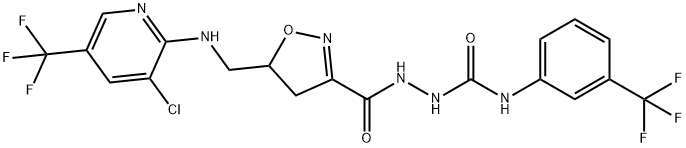 2-([5-(([3-CHLORO-5-(TRIFLUOROMETHYL)-2-PYRIDINYL]AMINO)METHYL)-4,5-DIHYDRO-3-ISOXAZOLYL]CARBONYL)-N-[3-(TRIFLUOROMETHYL)PHENYL]-1-HYDRAZINECARBOXAMIDE Struktur