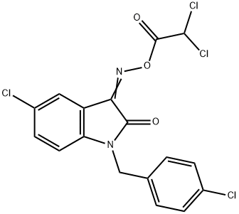 5-CHLORO-1-(4-CHLOROBENZYL)-3-([(2,2-DICHLOROACETYL)OXY]IMINO)-1,3-DIHYDRO-2H-INDOL-2-ONE Struktur