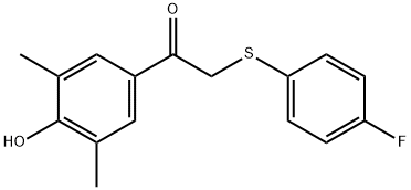 2-[(4-FLUOROPHENYL)SULFANYL]-1-(4-HYDROXY-3,5-DIMETHYLPHENYL)-1-ETHANONE Struktur