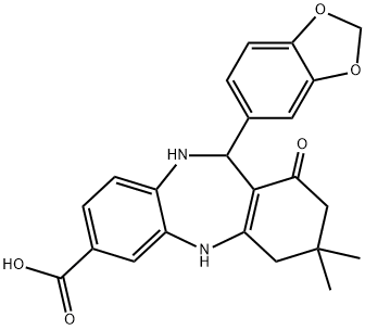 2,9-DIAZA-10-BENZO[D]1,3-DIOXOLEN-5-YL-14,14-DIMETHYL-12-OXOTRICYCLO[9.4.0.0(3,8)]PENTADECA-1(11),3(8),4,6-TETRAENE-5-CARBOXYLIC ACID Struktur