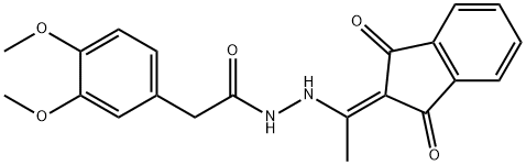 2-(3,4-DIMETHOXYPHENYL)-N-(((1,3-DIOXOINDAN-2-YLIDENE)ETHYL)AMINO)ETHANAMIDE Struktur