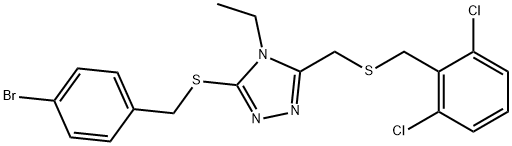 3-[(4-BROMOBENZYL)SULFANYL]-5-([(2,6-DICHLOROBENZYL)SULFANYL]METHYL)-4-ETHYL-4H-1,2,4-TRIAZOLE Struktur