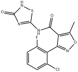 3-(2-CHLORO-6-FLUOROPHENYL)-5-METHYL-N-(3-OXO-2,3-DIHYDRO-1,2,4-THIADIAZOL-5-YL)-4-ISOXAZOLECARBOXAMIDE Struktur