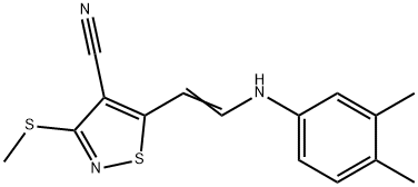 5-[2-(3,4-DIMETHYLANILINO)VINYL]-3-(METHYLSULFANYL)-4-ISOTHIAZOLECARBONITRILE Struktur