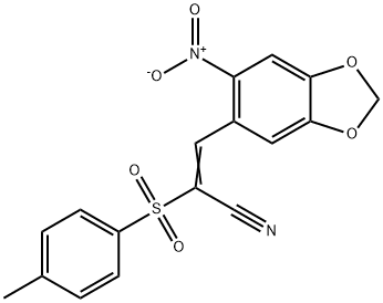 2-((4-METHYLPHENYL)SULFONYL)-3-(6-NITROBENZO[3,4-D]1,3-DIOXOLEN-5-YL)PROP-2-ENENITRILE Struktur