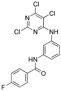 N1-(3-[(2,5,6-TRICHLOROPYRIMIDIN-4-YL)AMINO]PHENYL)-4-FLUOROBENZAMIDE Struktur