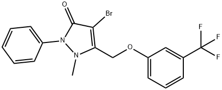 4-BROMO-2-METHYL-1-PHENYL-3-((3-(TRIFLUOROMETHYL)PHENOXY)METHYL)-3-PYRAZOLIN-5-ONE Struktur