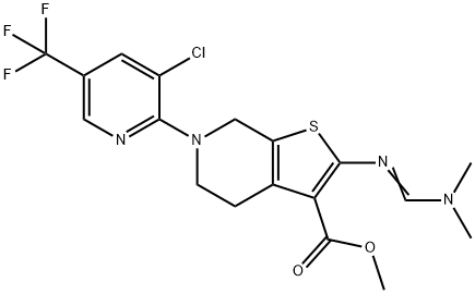 METHYL 6-[3-CHLORO-5-(TRIFLUOROMETHYL)-2-PYRIDINYL]-2-([(DIMETHYLAMINO)METHYLENE]AMINO)-4,5,6,7-TETRAHYDROTHIENO[2,3-C]PYRIDINE-3-CARBOXYLATE Struktur