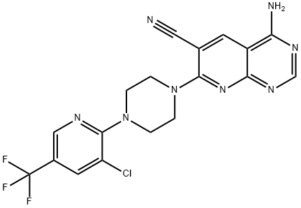 4-AMINO-7-(4-[3-CHLORO-5-(TRIFLUOROMETHYL)-2-PYRIDINYL]PIPERAZINO)PYRIDO[2,3-D]PYRIMIDINE-6-CARBONITRILE Struktur