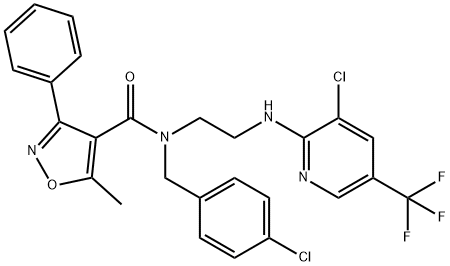 N-(4-CHLOROBENZYL)-N-(2-([3-CHLORO-5-(TRIFLUOROMETHYL)-2-PYRIDINYL]AMINO)ETHYL)-5-METHYL-3-PHENYL-4-ISOXAZOLECARBOXAMIDE Struktur