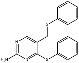 4-(PHENYLSULFANYL)-5-[(PHENYLSULFANYL)METHYL]-2-PYRIMIDINAMINE Struktur