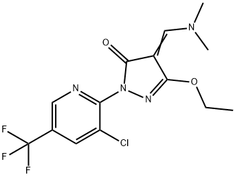 2-[3-CHLORO-5-(TRIFLUOROMETHYL)-2-PYRIDINYL]-4-[(DIMETHYLAMINO)METHYLENE]-5-ETHOXY-2,4-DIHYDRO-3H-PYRAZOL-3-ONE Struktur