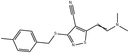 5-[2-(DIMETHYLAMINO)VINYL]-3-[(4-METHYLBENZYL)SULFANYL]-4-ISOTHIAZOLECARBONITRILE Struktur