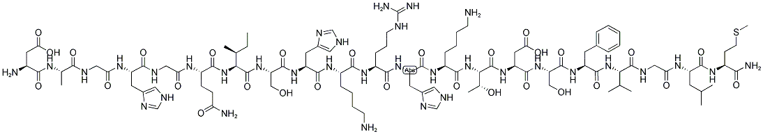 H-ASP-ALA-GLY-HIS-GLY-GLN-ILE-SER-HIS-LYS-ARG-HIS-LYS-THR-ASP-SER-PHE-VAL-GLY-LEU-MET-NH2 Struktur