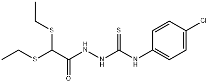 2-[2,2-BIS(ETHYLSULFANYL)ACETYL]-N-(4-CHLOROPHENYL)-1-HYDRAZINECARBOTHIOAMIDE Struktur